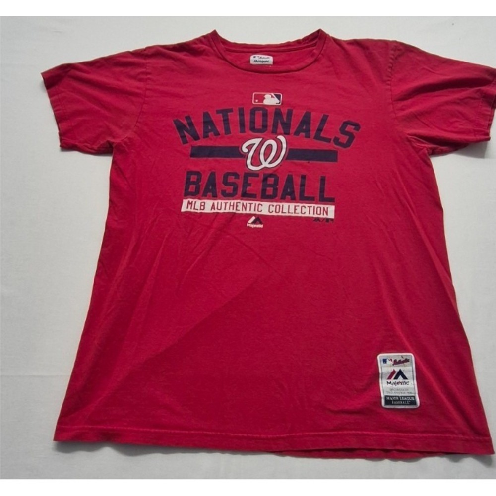 Washington Nationals Men's T-shirt LG graphic logo‎ red MLB 100% Cotton game day